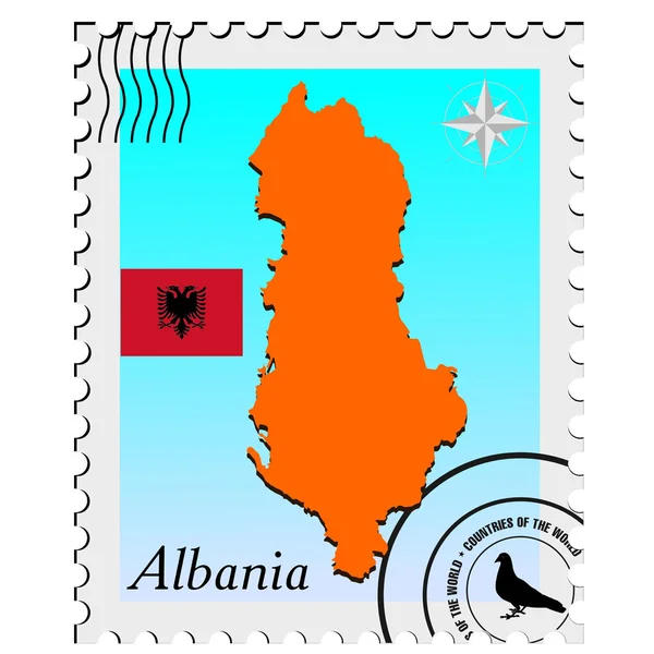 Francobollo vettoriale con le mappe di Albania — Vettoriale Stock