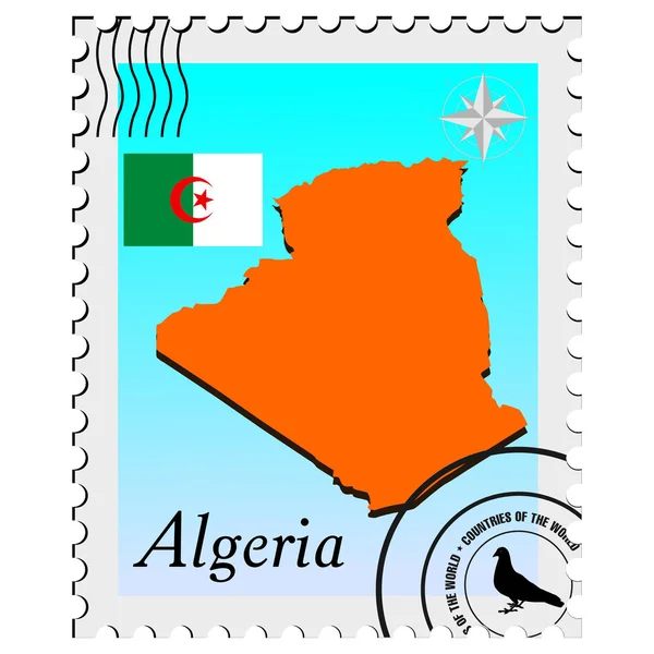 Francobollo vettoriale con le mappe di Algeria — Vettoriale Stock