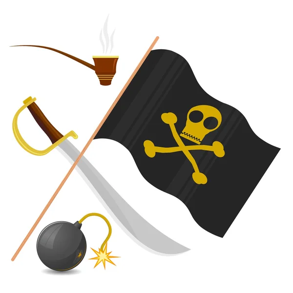 Kolekce atributů pirátů — Stockový vektor
