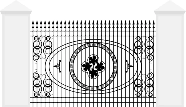 Vector illustration of a fence with iron railing — Stock Vector