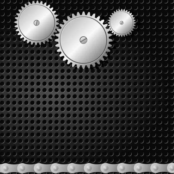 Vektor ilustrasi latar belakang abstrak dengan gigi logam dan - Stok Vektor