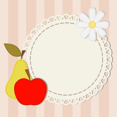 Vector illustration and silhouettes lace apple, pear and chamomi clipart