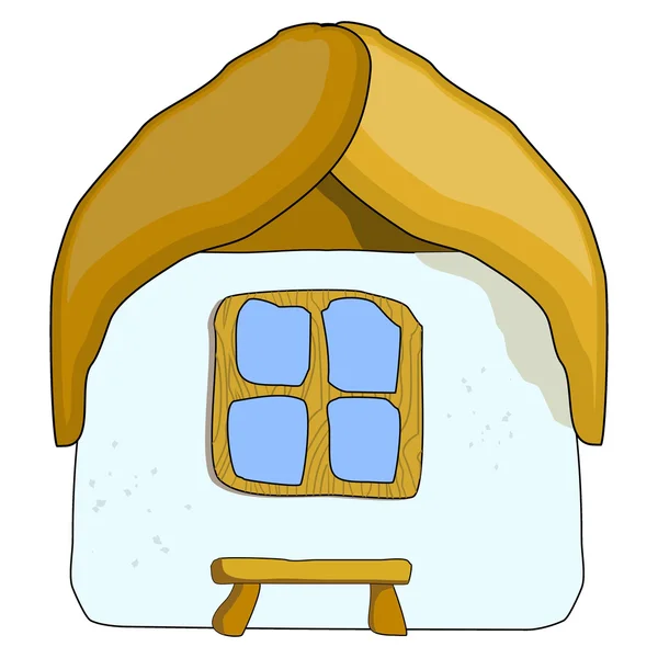 Vector illustratie van thuis met een bankje — Stockvector
