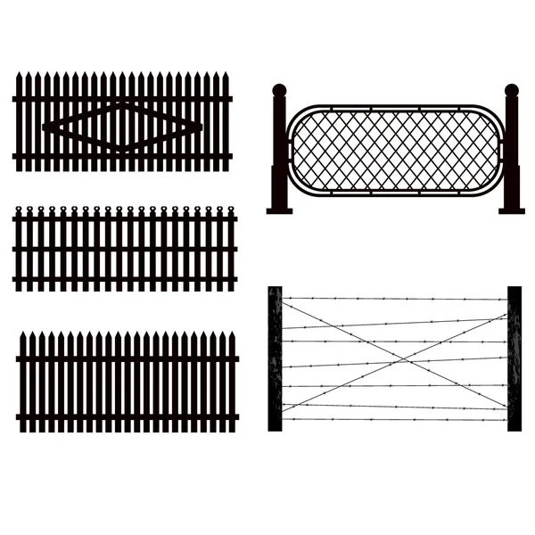 Set di sagome di recinzioni. vettore — Vettoriale Stock