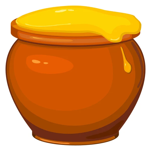 Vektor illustration av cartoon potten av honung — Stock vektor
