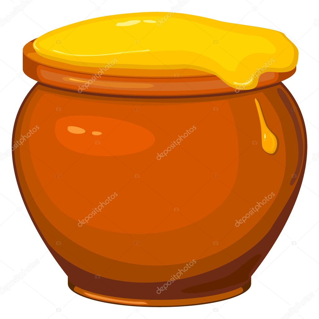 Vector illustration of cartoon pot of honey
