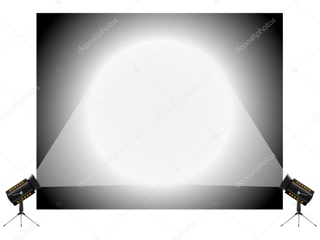 Vector illustration of the stand and spotlights