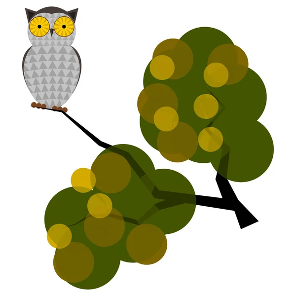 Vector illustration of an owl on a branch — Stock Vector
