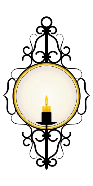 Candle and a mirror in a frame — Stock Vector