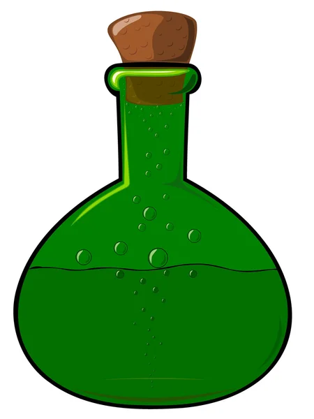 Die grüne Flasche mit dem Korken — Stockvektor