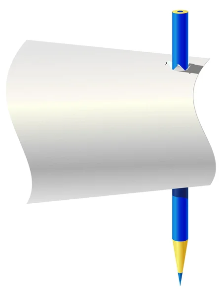 Голубой карандаш и лист бумаги — стоковый вектор