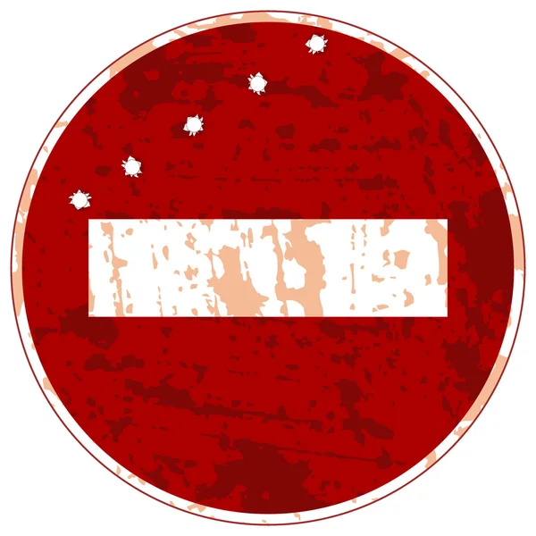 Panneau interdiction de voyager avec des trous de balle — Image vectorielle