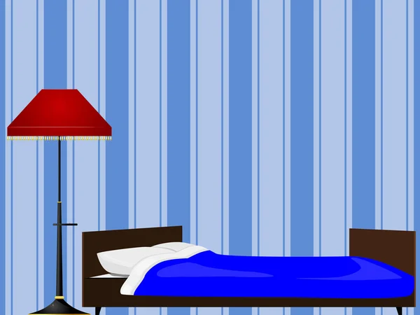 Bett und Stehlampe — Stockvektor