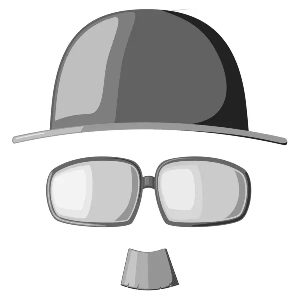 Um conjunto de imagens vetoriais bigode, óculos e chapéus — Vetor de Stock
