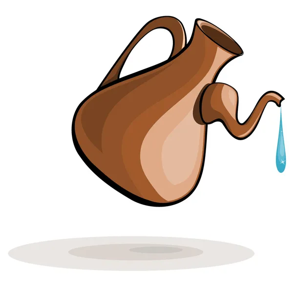 粘土壶和一滴水 — 图库矢量图片