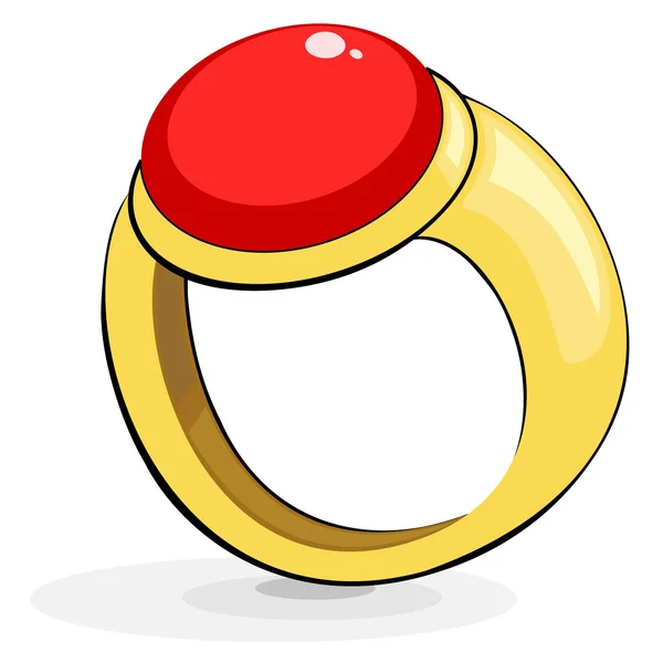 Gold ring with a ruby — Stock Vector