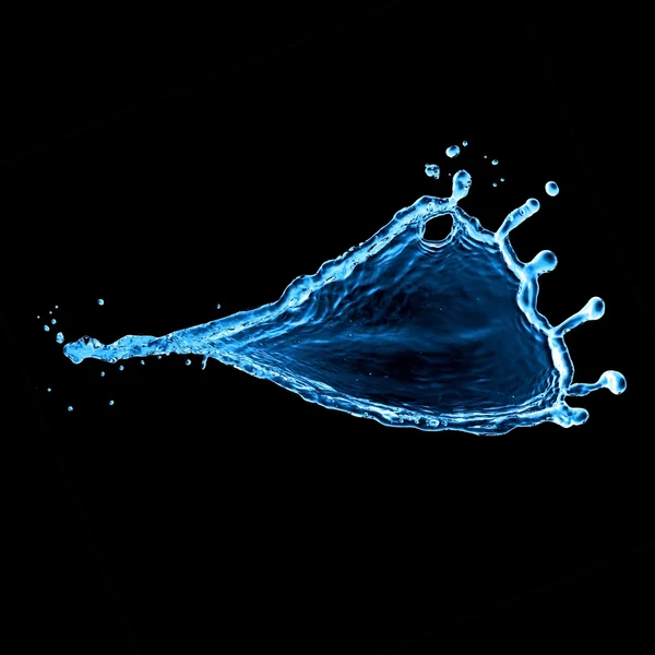 Blaues Wasser spritzt isoliert auf weißem Hintergrund Stockbild