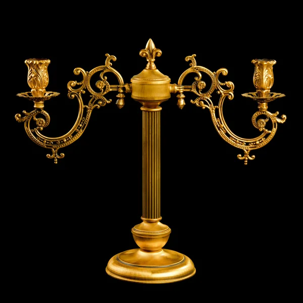 Vintage Candlestick isolated on black — Stock Photo, Image