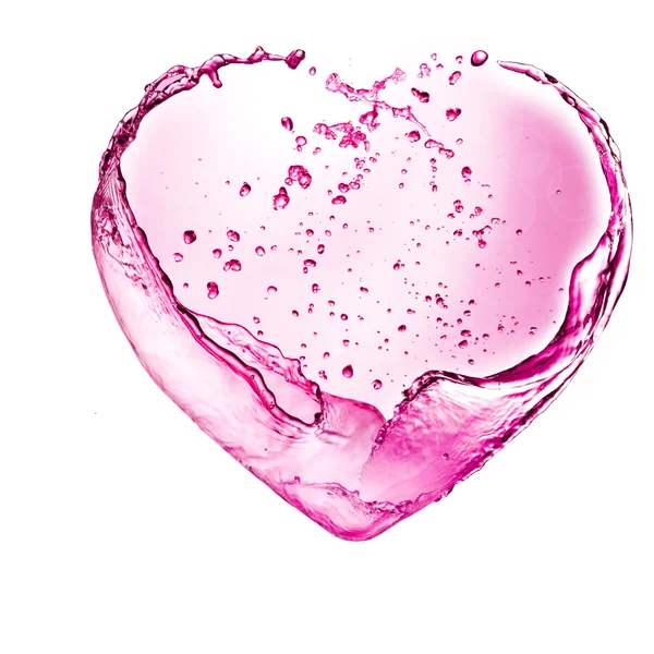 Corazón de San Valentín hecho de salpicadura de vino tinto aislado sobre fondo blanco —  Fotos de Stock