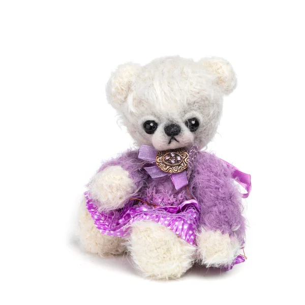 Urso de pelúcia em estilo vintage clássico isolado no fundo branco Fotografia De Stock