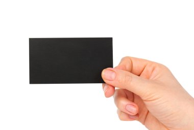 eli boş siyah kağıt kartvizit holding