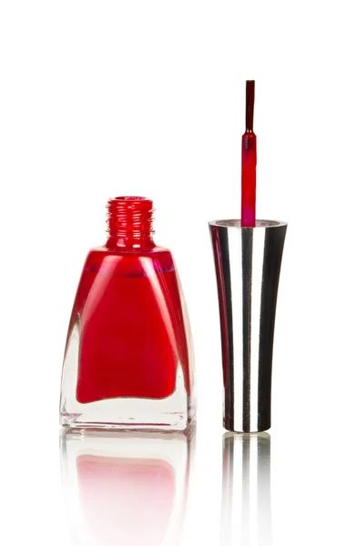 Red nail polish bottle — Stock Photo, Image