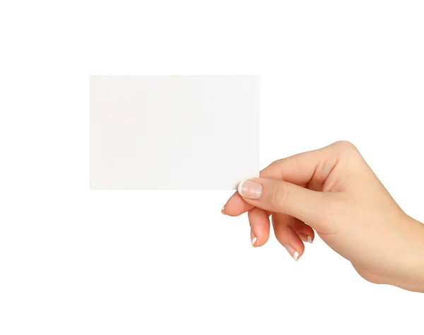 Eli boş kartvizit holding — Stok fotoğraf