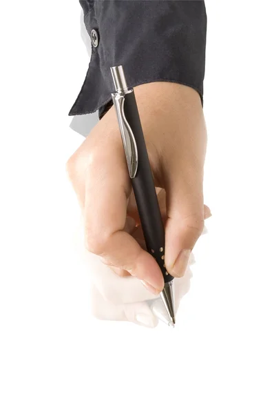 Mão com caneta escrita — Fotografia de Stock