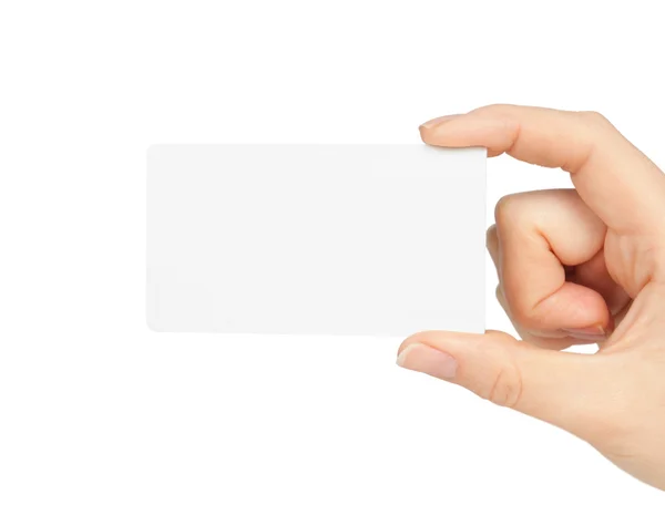 Przytrzymanie puste wizytówkę ręka — Zdjęcie stockowe