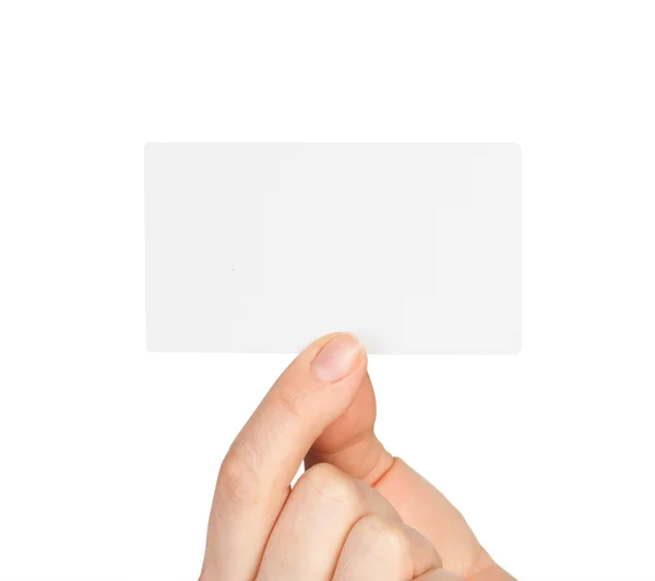 Przytrzymanie puste wizytówkę ręka — Zdjęcie stockowe
