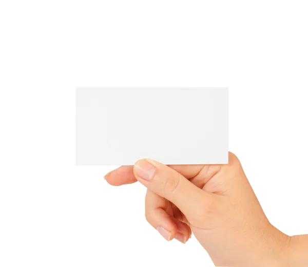 Χέρι που κρατά το κενό επαγγελματική κάρτα — Φωτογραφία Αρχείου