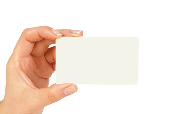 Рука держит чистую визитную карточку — стоковое фото