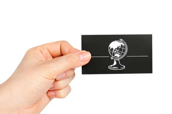 Eli boş siyah kağıt kartvizit holding — Stok fotoğraf