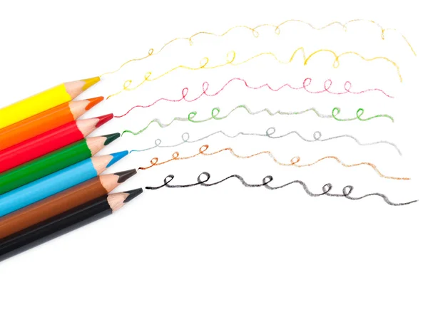 Crayons de couleur lignes de dessin — Photo