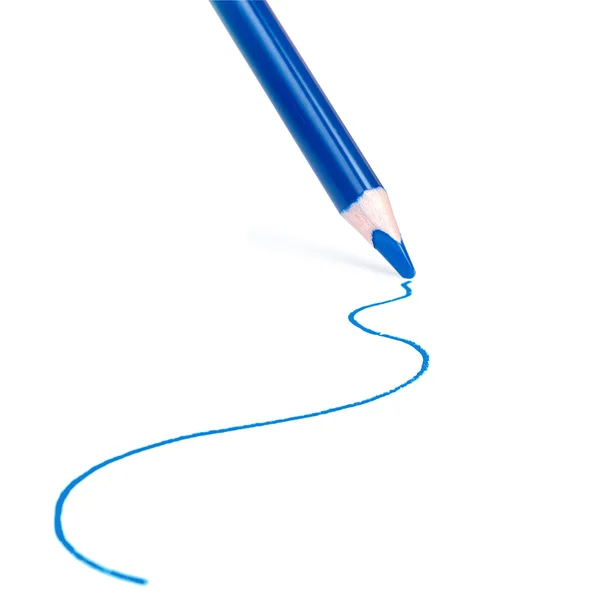 Blue pencil drawing a line — Stock Photo, Image