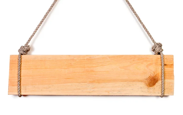 Deska drewno znak z liny — Zdjęcie stockowe