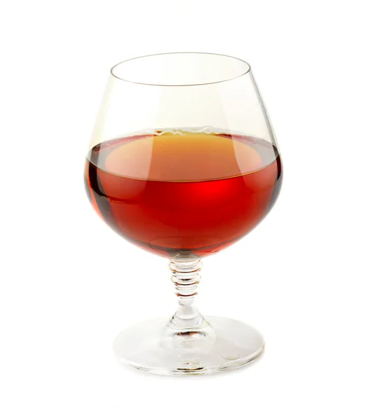 Glas cognac geïsoleerd op witte achtergrondkleur — Stockfoto