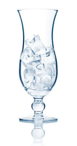 Highball cocktail glass full of ice cubes isolated — Stock Photo, Image