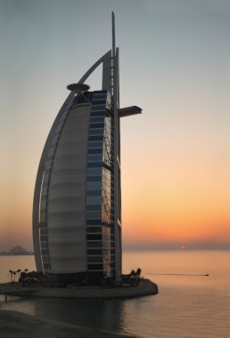 Vew of the world's first seven stars luxury hotel Burj Al Arab 