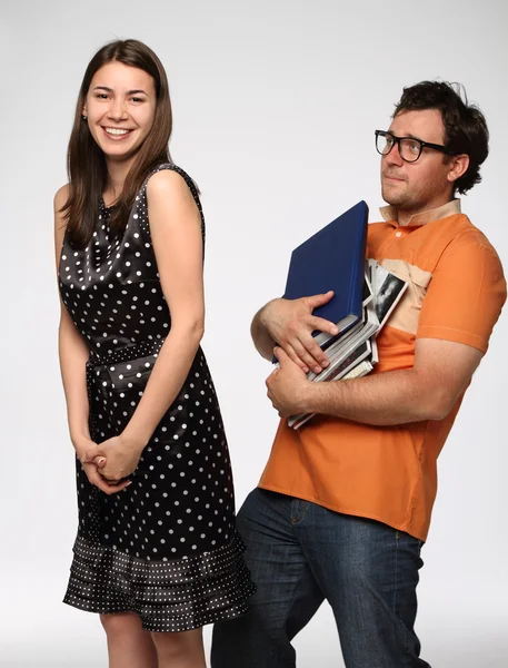 Portrait of a young funnu couple in studio — Stock Photo, Image