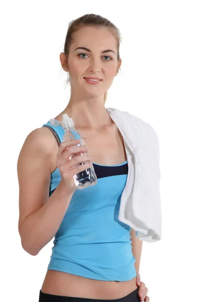 Attraktive sportliche Frau auf weißem Hintergrund — Stockfoto