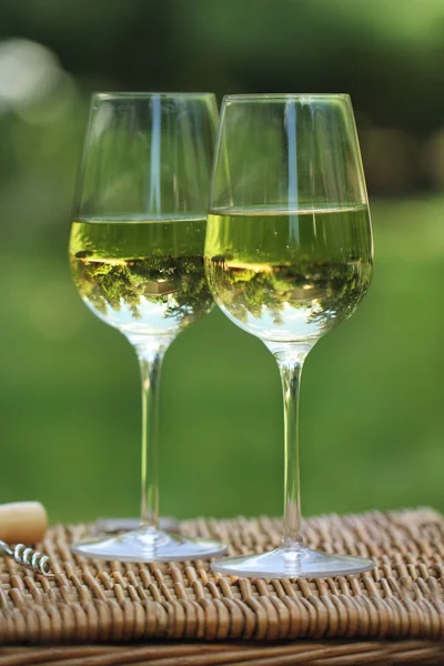 Δύο ποτήρια του άσπρου κρασιού — Φωτογραφία Αρχείου