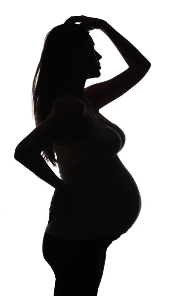 Silhouette der Schwangeren — Stockfoto