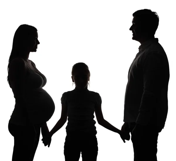 Zwangere vrouw met dochter en man — Stockfoto