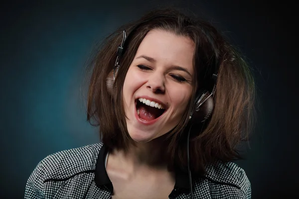 stock image Portrait of the girl wearing headphones