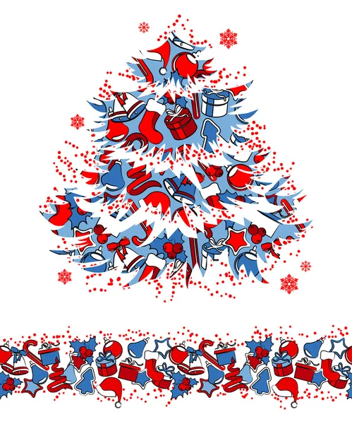 Christmas tree made of traditional symbols — Stock Vector