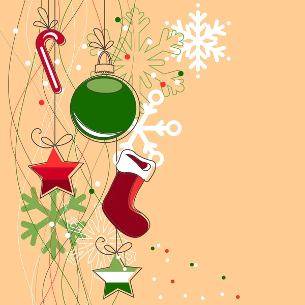 Різдвяний фон з кульками та сніжинками — стоковий вектор