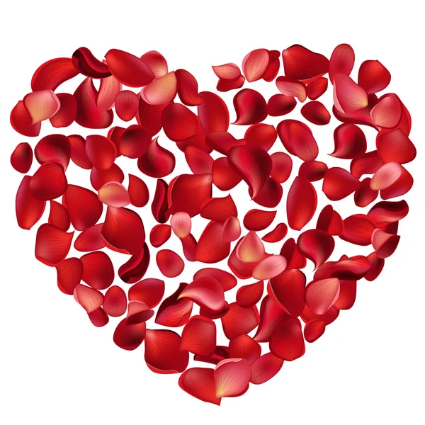 Coeur en pétales de rose — Image vectorielle