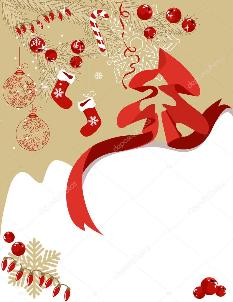 Greeting card with Christmas symbols