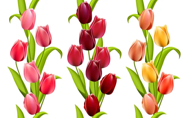 Vertical seamless patterns with tulips — Stock Vector